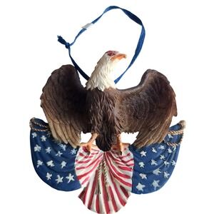 American Bald Eagle Patriotic Christmas Ornament US Flag Bunting Red White Blue